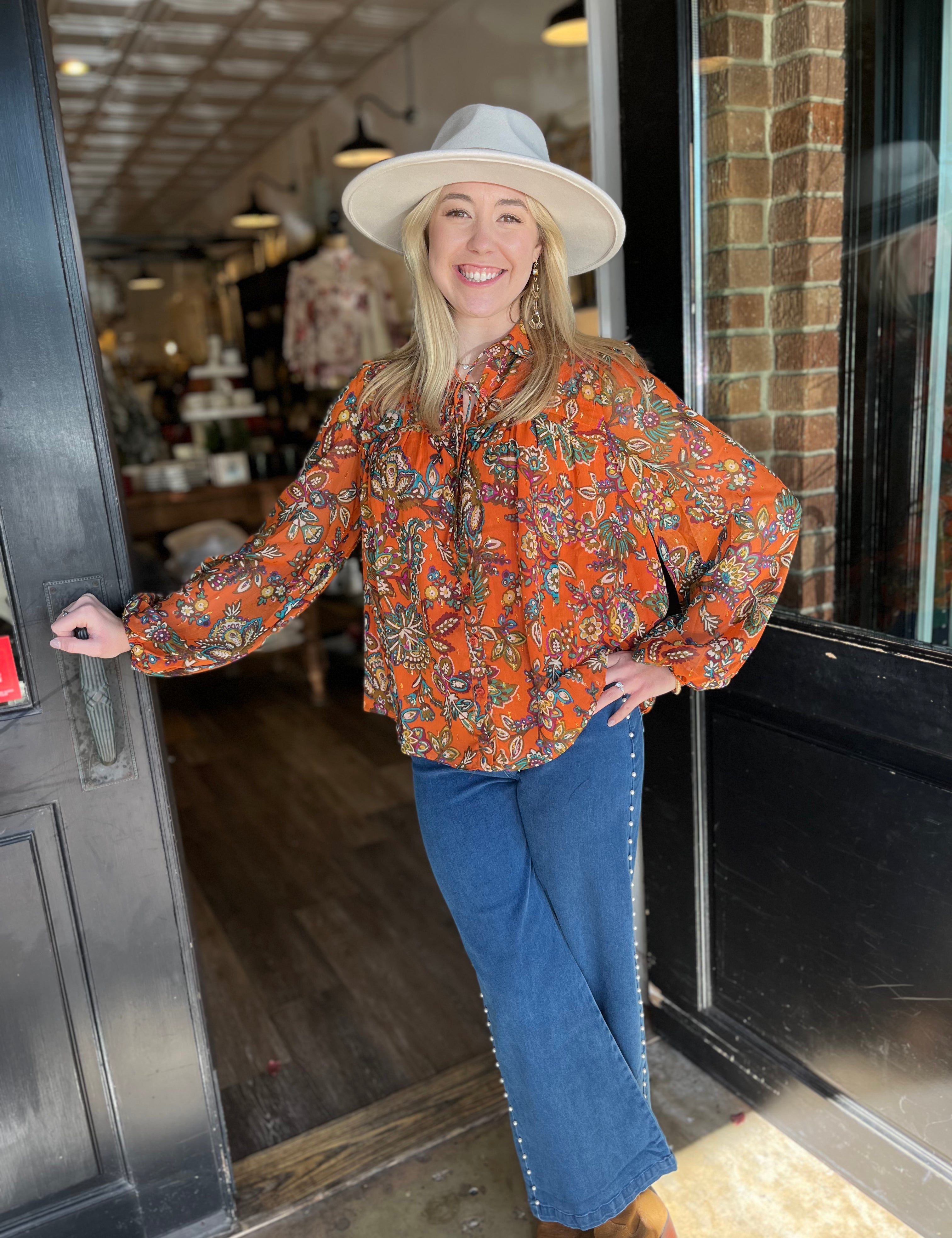 Eliza Orange Floral Top