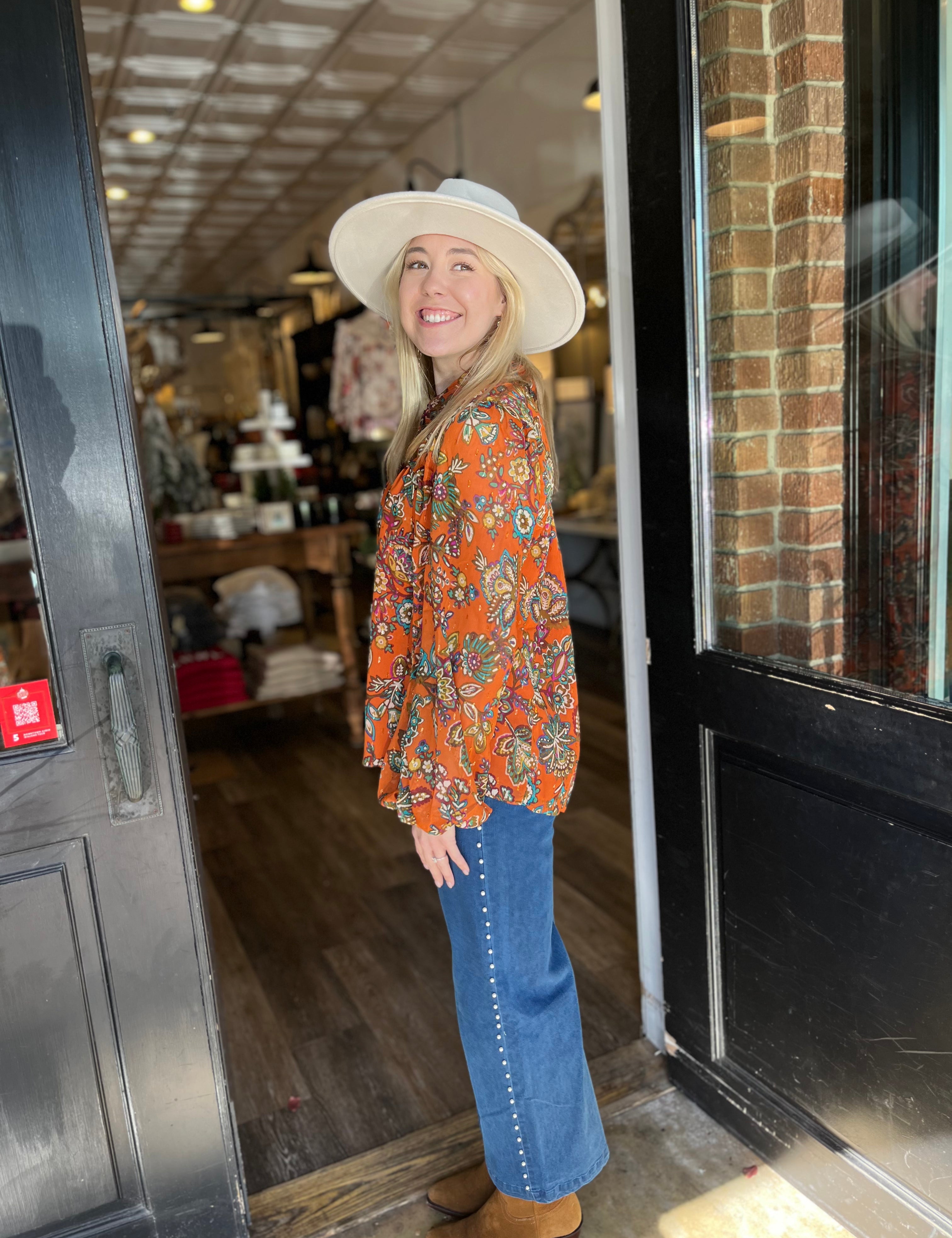 Eliza Orange Floral Top