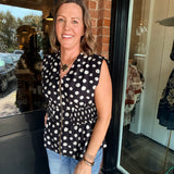 Allie Polka Dot Zip Front Top