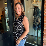 Allie Polka Dot Zip Front Top