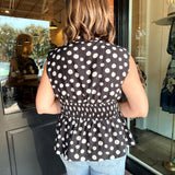 Allie Polka Dot Zip Front Top