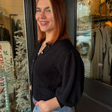 Piper Puff Sleeve Button-Down Sweater