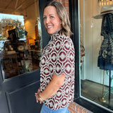 Raven Embroidered Puff Sleeve Top