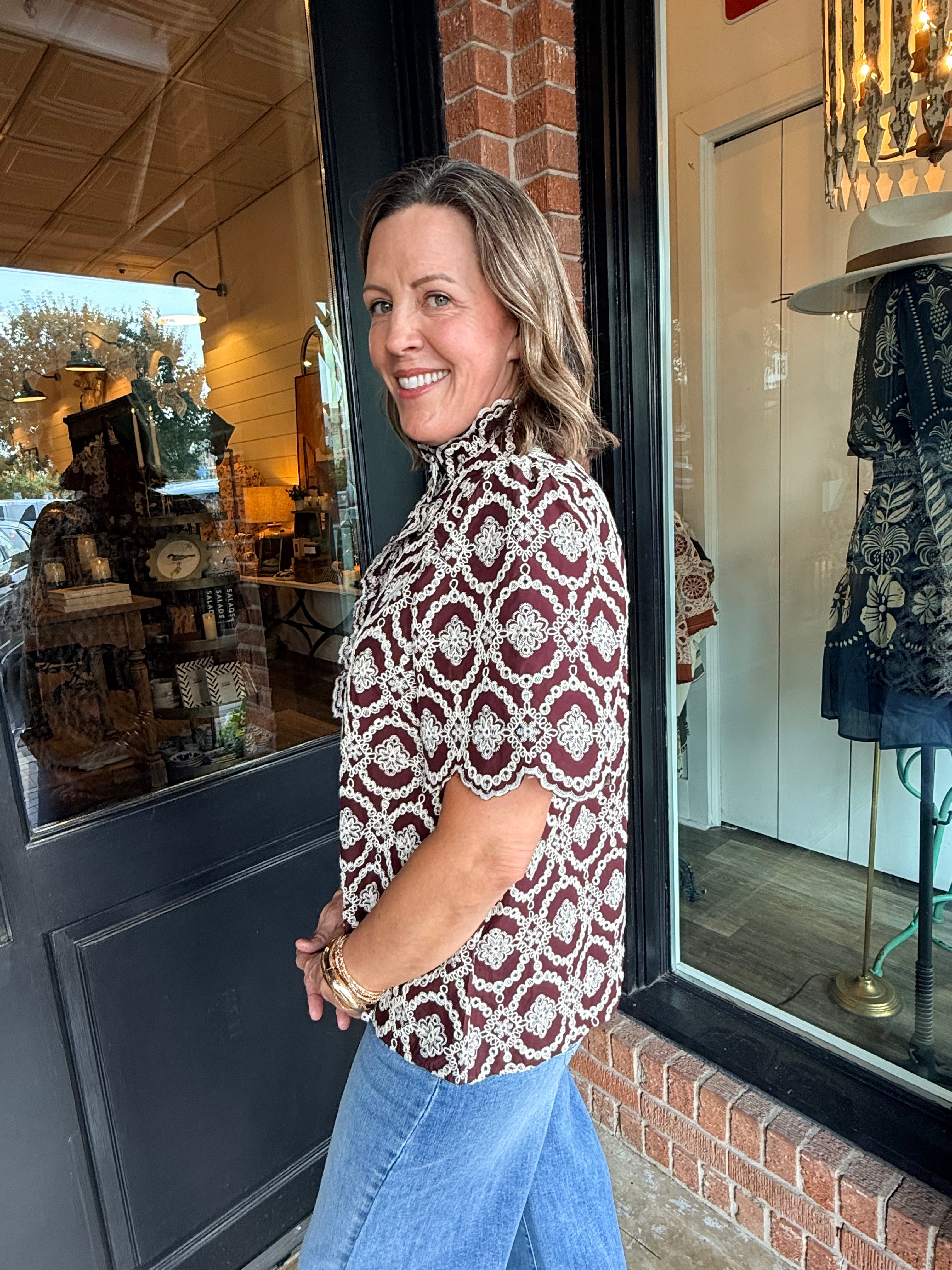 Raven Embroidered Puff Sleeve Top