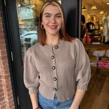 Piper Puff Sleeve Button-Down Sweater