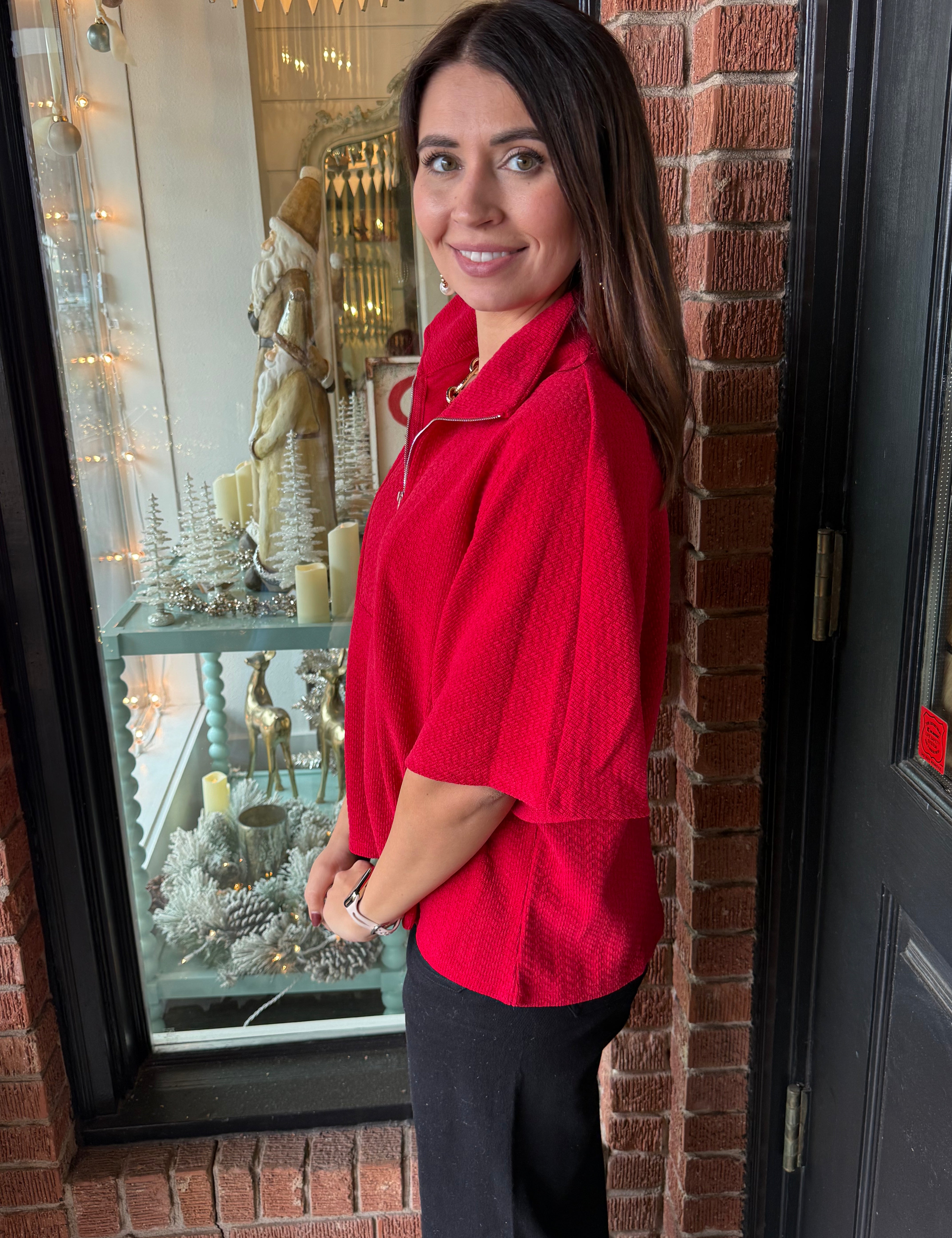 Logan Textured Front Zip Pullover