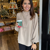 Ellie Ruffled Button-Up Top