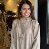 Ellie Ruffled Button-Up Top