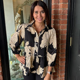 Elise Printed Button Down Top