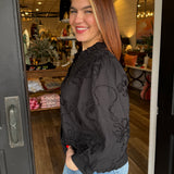 Eliana 3D Floral Button-Down Top