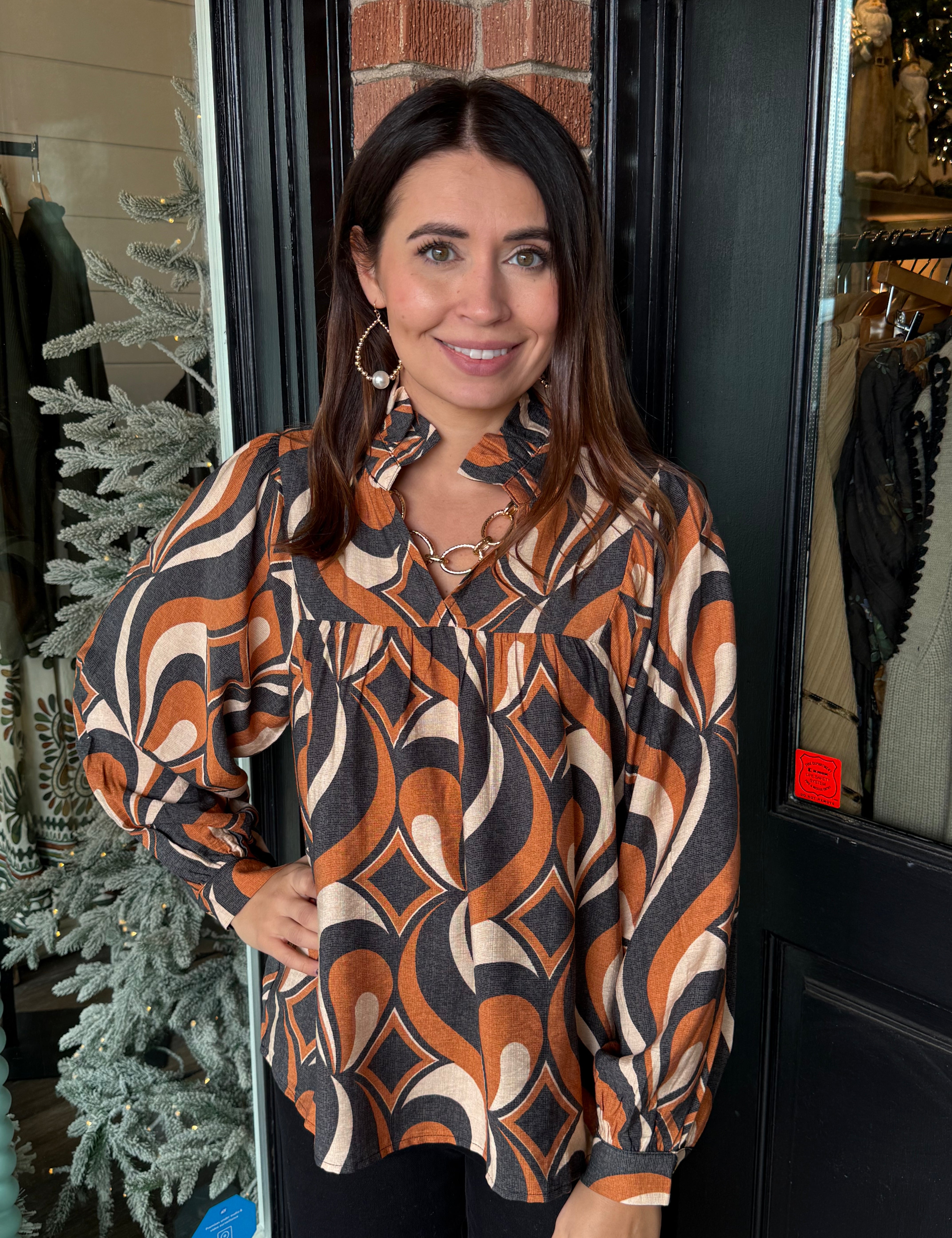 Sophia Geometric Print Top