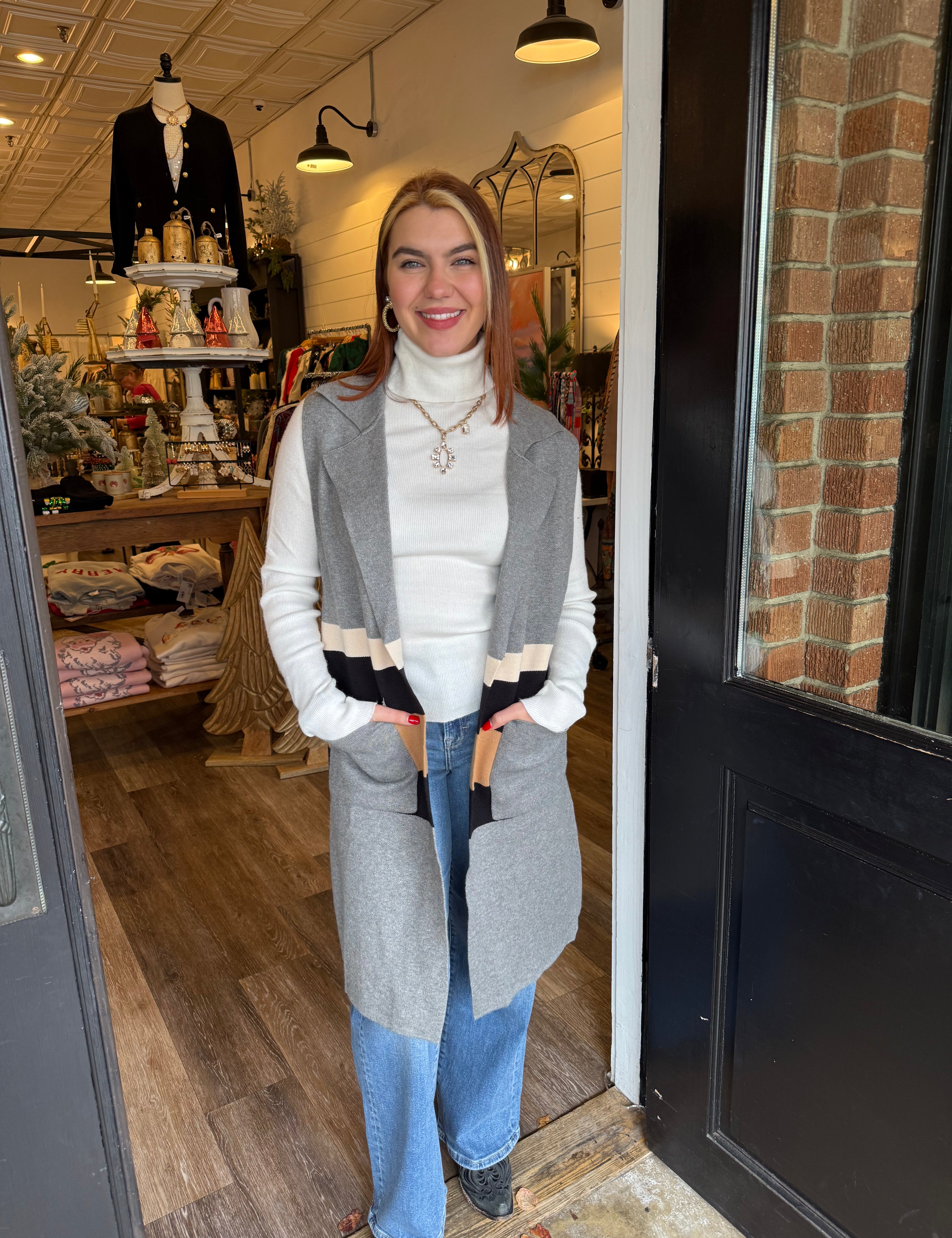 Lauren Colorblock Long Knit Cardigan