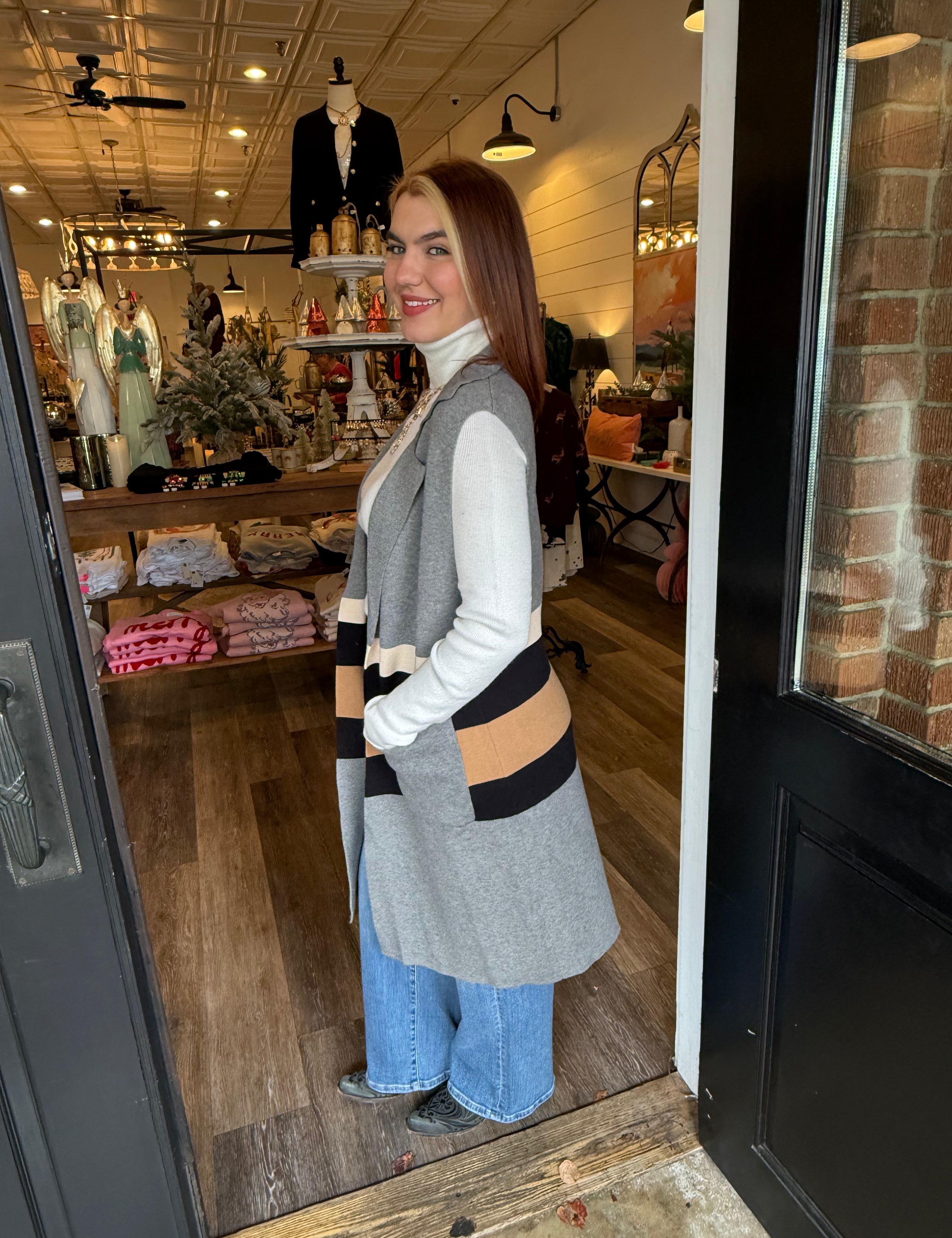 Lauren Colorblock Long Knit Cardigan