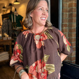 Avery Floral Bubble Hem Top