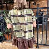Jessie Ruffled Neck Plaid Top