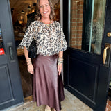Gloria Textured Flare Midi Skirt
