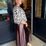Gloria Textured Flare Midi Skirt