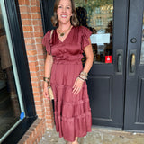 Emma V-Neck Tiered Midi Dress