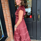 Emma V-Neck Tiered Midi Dress