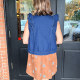 Blaire Ruffle Detail Denim Vest