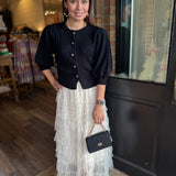 Leah Ruffle Tulle Midi Skirt