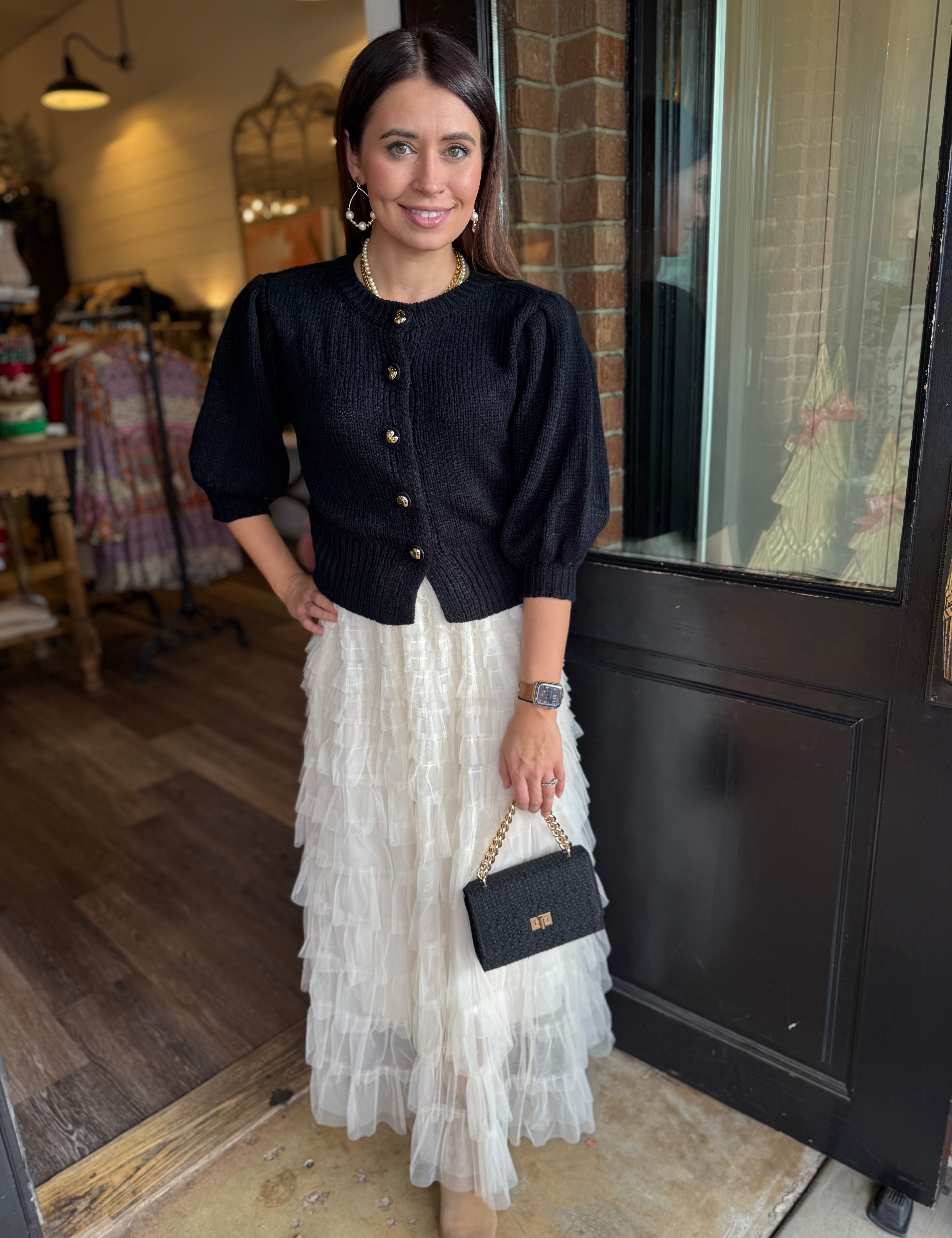 Leah Ruffle Tulle Midi Skirt