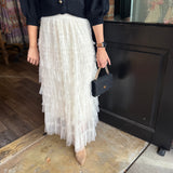 Leah Ruffle Tulle Midi Skirt