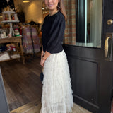 Leah Ruffle Tulle Midi Skirt