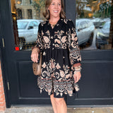 Avery Smocked Printed Mini Dress