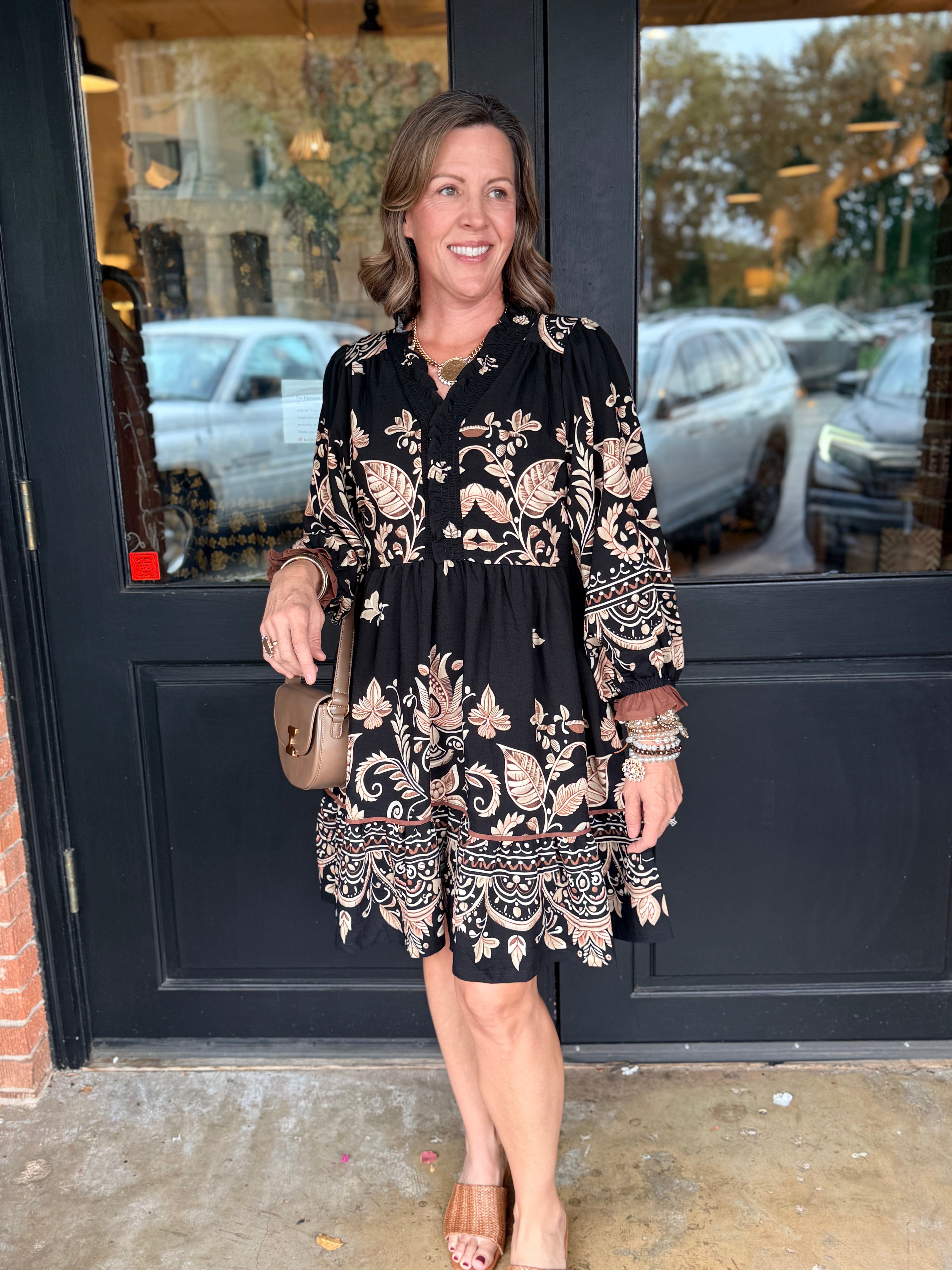 Avery Smocked Printed Mini Dress