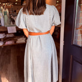 Campbell Puff Sleeve Denim Maxi Dress