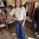 Delaney Wide Leg Denim Drawstring Pants