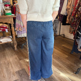 Delaney Wide Leg Denim Drawstring Pants