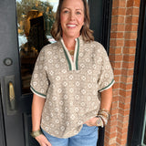 Randi Jacquard Contrast Trim Top