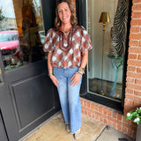 Cassidy Plaid Zip Front Top