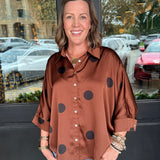 Kenzie Polka Dot Button Front Top