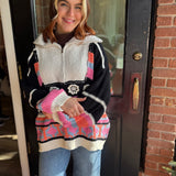 Zoey Half Zip Balloon Sleeve Sweater