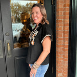 Heather Suede Embroidered Top