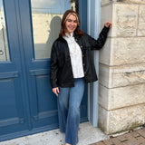 Kamila Leather Button-Up Jacket