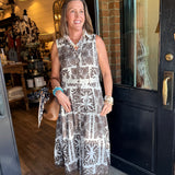 Jenny Leaf Print Midi Dress