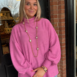 Hanna Mock Neck Balloon Sleeve Knit Top