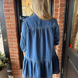 Elora Bow Tie Neck Denim Dress