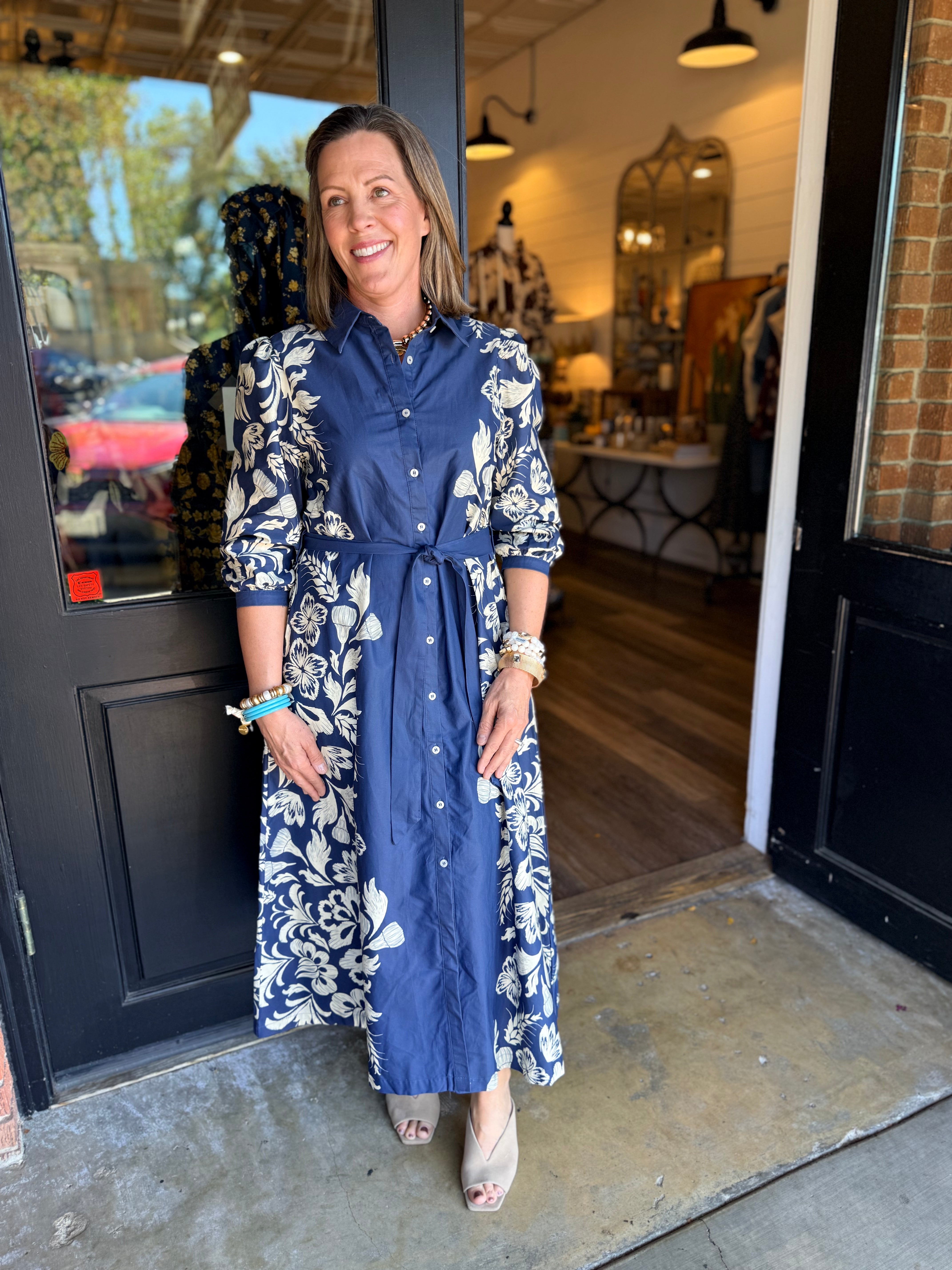 Kinzie Floral Midi Shirt Dress