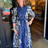 Kinzie Floral Midi Shirt Dress