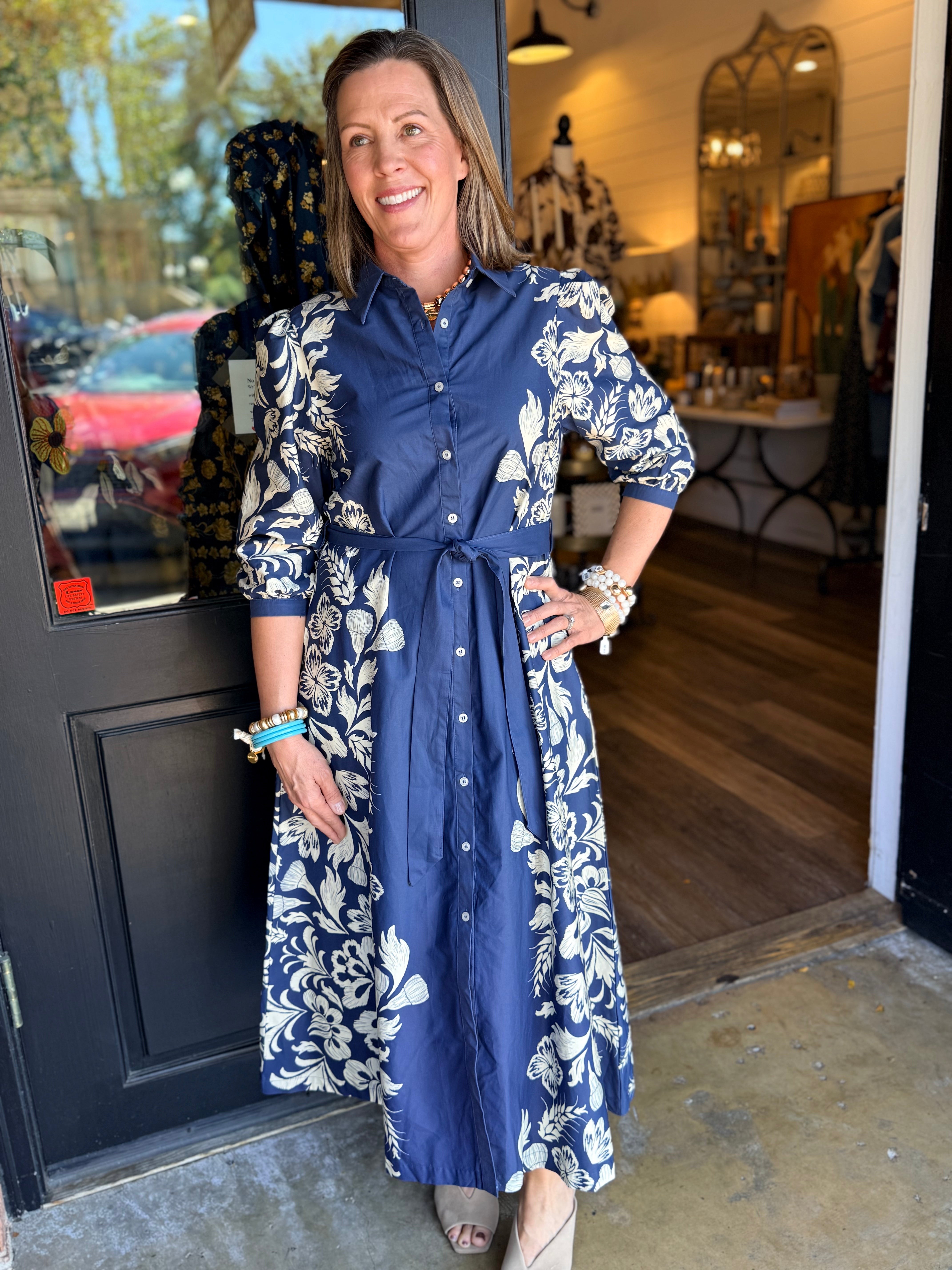 Kinzie Floral Midi Shirt Dress