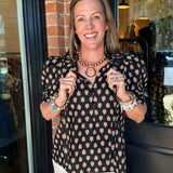 Angie Printed Ruffle Neck Top