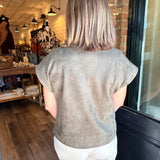 Pamela Suede Button Snap Detail Top