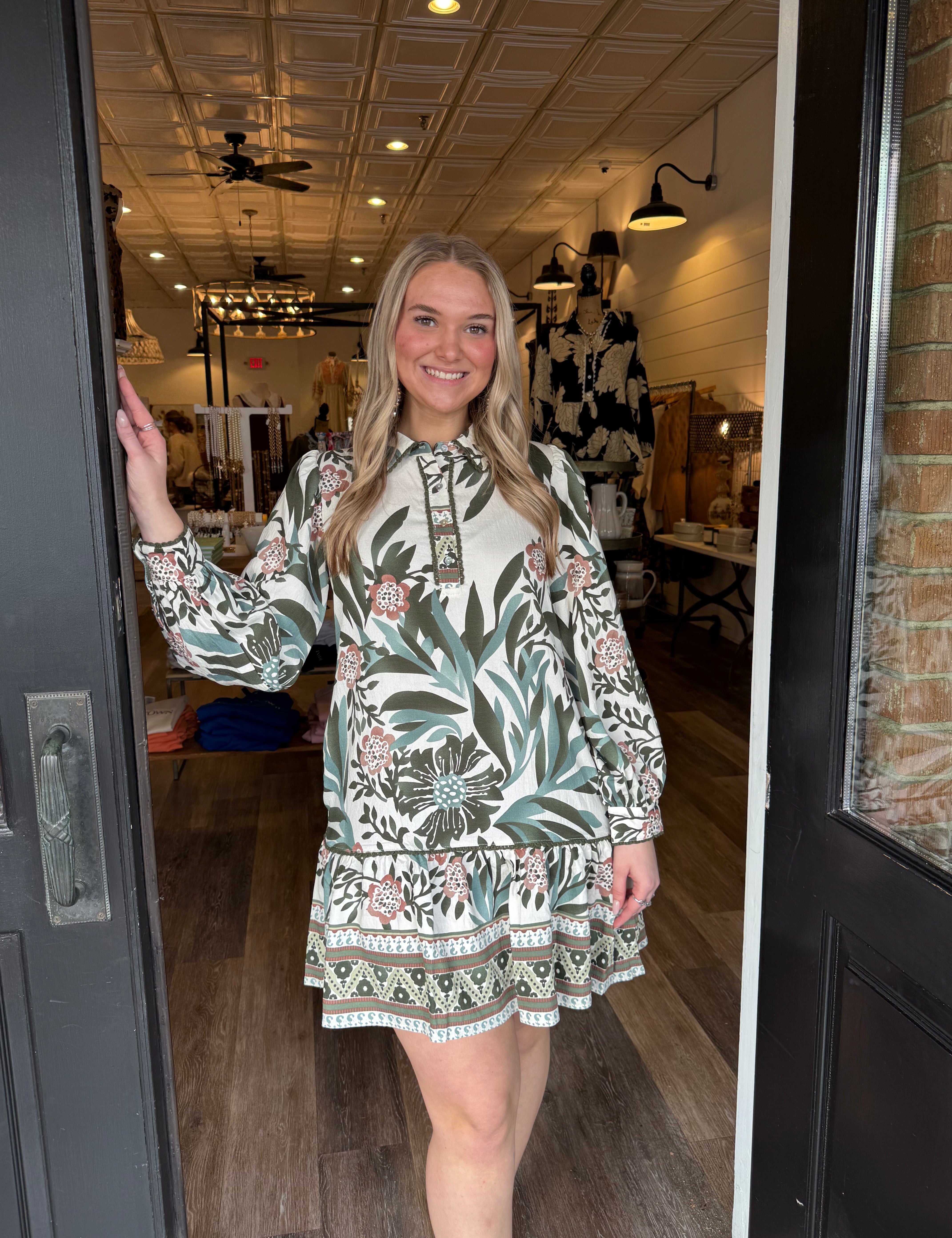 Nancy Olive Mini Dress