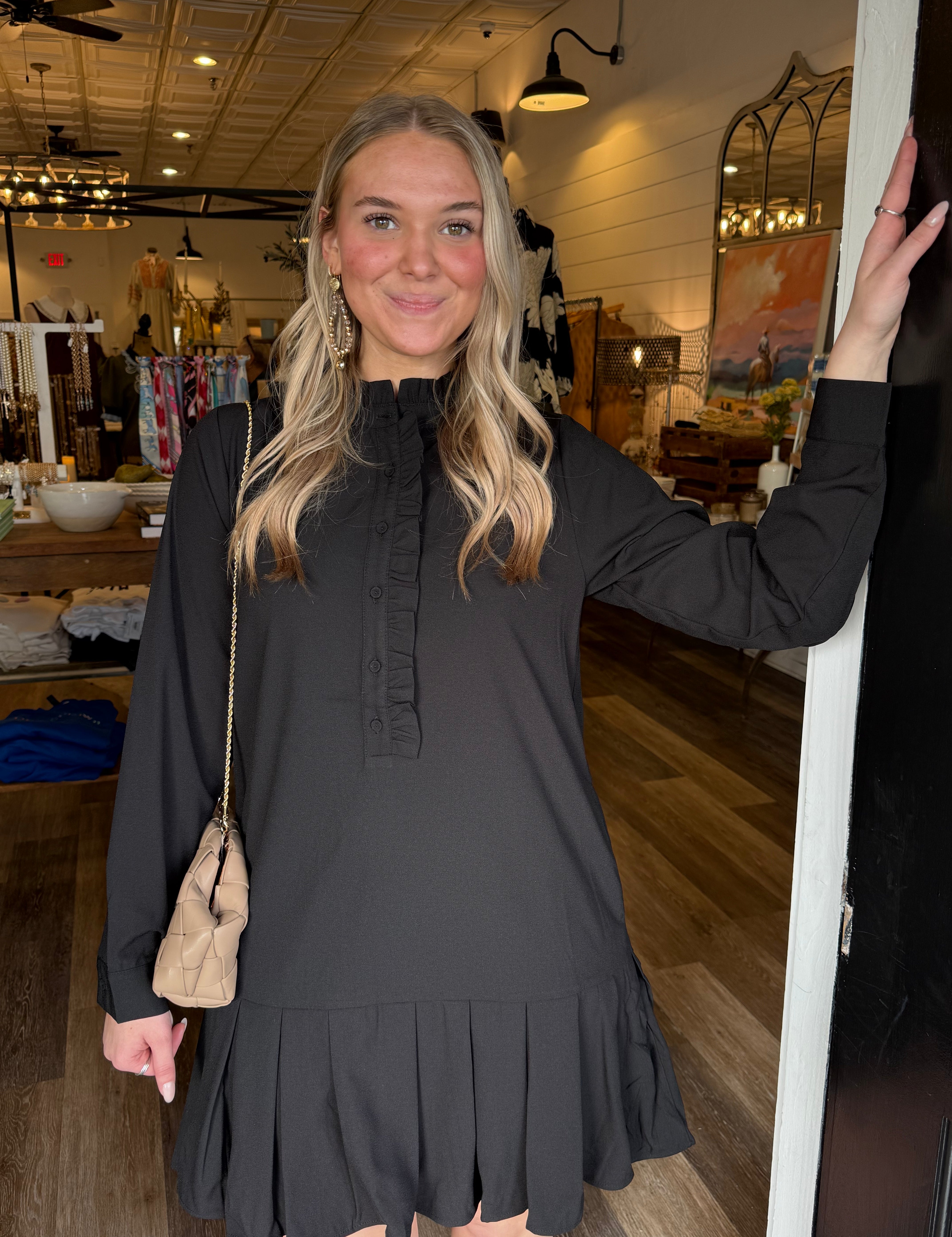 Paige Black Ruffle  Dress