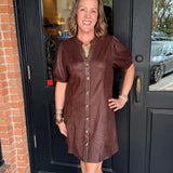 Jordan Suede Gold Button Mini Dress